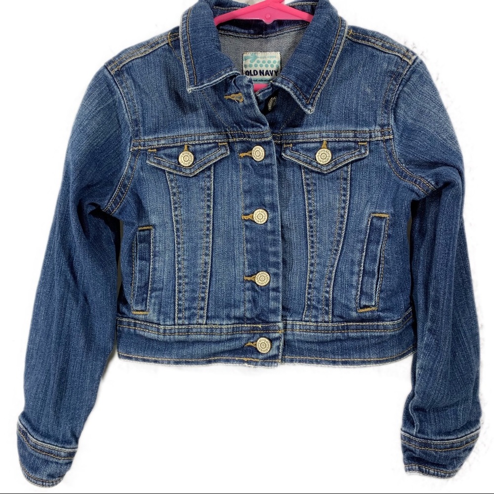 Old Navy Jean Jacket Girls XS (5) Distressed Denim